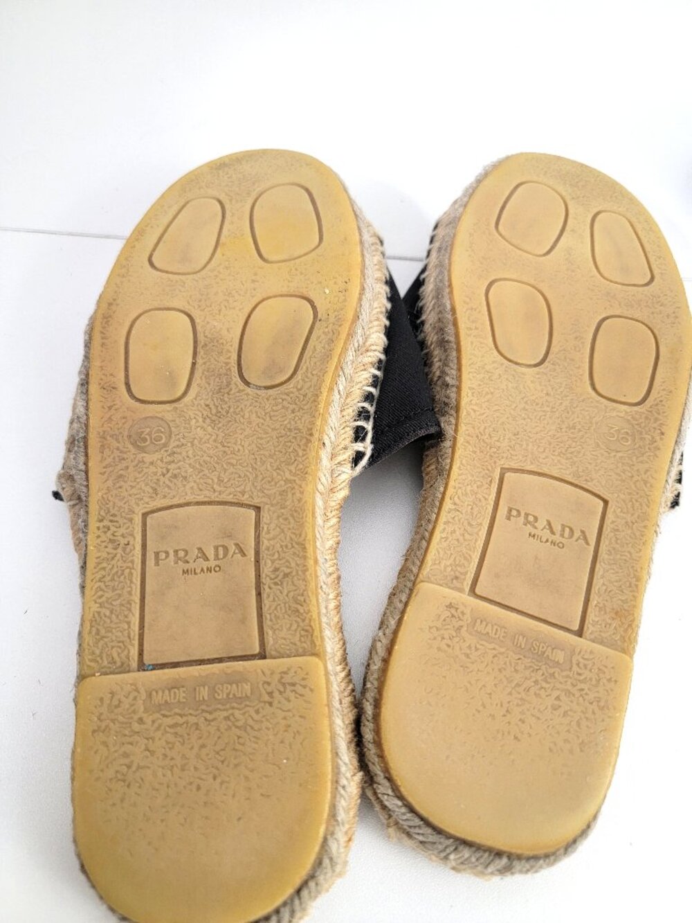 Prada Triangle Logo Black Canvas Espadrille Mules Black 36 6 - Picture 8 of 8